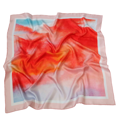 Blomstertrykk Silk Satin Scarf Wrap